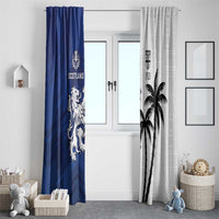 Fiji And Scotland Rugby Window Curtain Fijian Palm Tree With Thistle Together