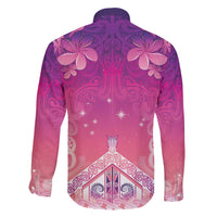 New Zealand Matariki Family Matching Off The Shoulder Long Sleeve Dress and Hawaiian Shirt Maori Marae Purple Galaxy