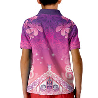New Zealand Matariki Kid Polo Shirt Maori Marae Purple Galaxy