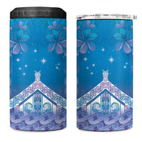 New Zealand Matariki 4 in 1 Can Cooler Tumbler Maori Marae Cyan Galaxy