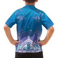 New Zealand Matariki Family Matching Long Sleeve Bodycon Dress and Hawaiian Shirt Maori Marae Cyan Galaxy