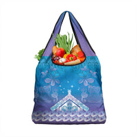 New Zealand Matariki Grocery Bag Maori Marae Cyan Galaxy