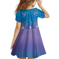 New Zealand Matariki Kid Short Sleeve Dress Maori Marae Cyan Galaxy