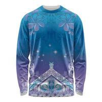 New Zealand Matariki Long Sleeve Shirt Maori Marae Cyan Galaxy