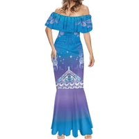 New Zealand Matariki Mermaid Dress Maori Marae Cyan Galaxy