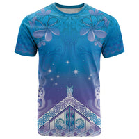 New Zealand Matariki T Shirt Maori Marae Cyan Galaxy