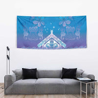 New Zealand Matariki Tapestry Maori Marae Cyan Galaxy