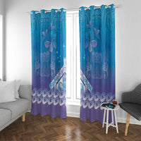 New Zealand Matariki Window Curtain Maori Marae Cyan Galaxy