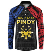 Philippines Independence Day Button Sweatshirt Proud To Be Pinoy LT05 Black - Polynesian Pride