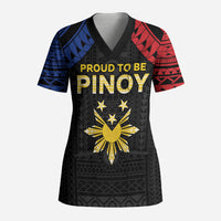 Philippines Independence Day Scrub Top Proud To Be Pinoy LT05 Adult Black - Polynesian Pride