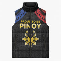 Philippines Independence Day Sleeveless Puffer Jacket Proud To Be Pinoy LT05 Unisex Black - Polynesian Pride