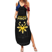 Philippines Independence Day Summer Maxi Dress Proud To Be Pinoy LT05 Women Black - Polynesian Pride
