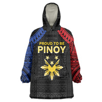 Philippines Independence Day Wearable Blanket Hoodie Proud To Be Pinoy LT05 One Size Black - Polynesian Pride