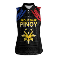 Philippines Independence Day Women Sleeveless Polo Shirt Proud To Be Pinoy LT05 Female Black - Polynesian Pride