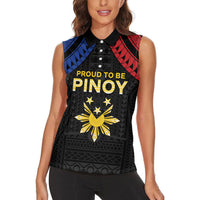 Philippines Independence Day Women Sleeveless Polo Shirt Proud To Be Pinoy LT05 - Polynesian Pride