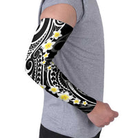 Plumeria With Black Polynesian Tattoo Pattern Arm Sleeves - Polynesian Pride