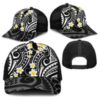 Plumeria With Black Polynesian Tattoo Pattern Baseball Net Cap LT05 - Polynesian Pride