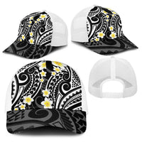 Plumeria With Black Polynesian Tattoo Pattern Baseball Net Cap LT05 - Polynesian Pride