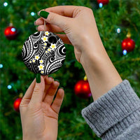 Plumeria With Black Polynesian Tattoo Pattern Ceramic Ornament LT05 - Polynesian Pride