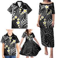 Plumeria With Black Polynesian Tattoo Pattern Family Matching Puletasi and Hawaiian Shirt LT05 - Polynesian Pride