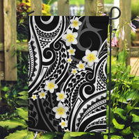 Plumeria With Black Polynesian Tattoo Pattern Garden Flag LT05 Garden Flag Black - Polynesian Pride