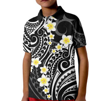 Plumeria With Black Polynesian Tattoo Pattern Kid Polo Shirt