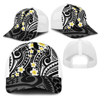 Plumeria With Black Polynesian Tattoo Pattern Mesh Trucker Cap LT05 - Polynesian Pride