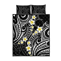 Plumeria With Black Polynesian Tattoo Pattern Quilt Bed Set LT05 - Polynesian Pride