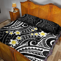Plumeria With Black Polynesian Tattoo Pattern Quilt Bed Set LT05 - Polynesian Pride