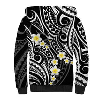 Plumeria With Black Polynesian Tattoo Pattern Sherpa Hoodie LT05 - Polynesian Pride