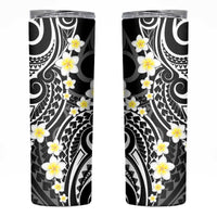 Plumeria With Black Polynesian Tattoo Pattern Skinny Tumbler LT05 Black - Polynesian Pride