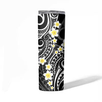 Plumeria With Black Polynesian Tattoo Pattern Skinny Tumbler LT05 - Polynesian Pride