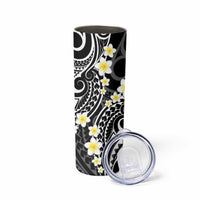 Plumeria With Black Polynesian Tattoo Pattern Skinny Tumbler LT05 - Polynesian Pride