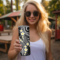 Plumeria With Black Polynesian Tattoo Pattern Skinny Tumbler LT05 - Polynesian Pride