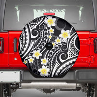 Plumeria With Black Polynesian Tattoo Pattern Spare Tire Cover LT05 - Polynesian Pride