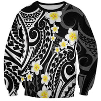 Plumeria With Black Polynesian Tattoo Pattern Sweatshirt LT05 Unisex Black - Polynesian Pride