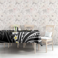 Plumeria With Black Polynesian Tattoo Pattern Tablecloth LT05 - Polynesian Pride