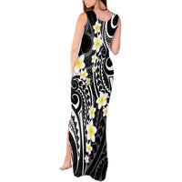 Plumeria With Black Polynesian Tattoo Pattern Tank Maxi Dress LT05 - Polynesian Pride