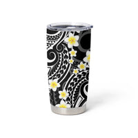 Plumeria With Black Polynesian Tattoo Pattern Tumbler Cup LT05 - Polynesian Pride