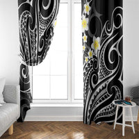 Plumeria With Black Polynesian Tattoo Pattern Window Curtain LT05 - Polynesian Pride