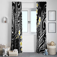Plumeria With Black Polynesian Tattoo Pattern Window Curtain LT05 - Polynesian Pride