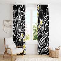 Plumeria With Black Polynesian Tattoo Pattern Window Curtain LT05 - Polynesian Pride