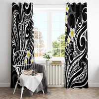 Plumeria With Black Polynesian Tattoo Pattern Window Curtain LT05 - Polynesian Pride