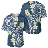 Plumeria With Blue Polynesian Tattoo Pattern Baseball Jersey