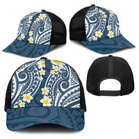Plumeria With Blue Polynesian Tattoo Pattern Baseball Net Cap LT05 - Polynesian Pride