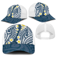 Plumeria With Blue Polynesian Tattoo Pattern Baseball Net Cap LT05 - Polynesian Pride