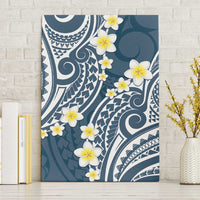 Plumeria With Blue Polynesian Tattoo Pattern Canvas Wall Art LT05 Without Frame Blue - Polynesian Pride