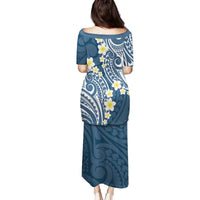 Plumeria With Blue Polynesian Tattoo Pattern Family Matching Puletasi and Hawaiian Shirt LT05 - Polynesian Pride