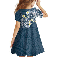 Plumeria With Blue Polynesian Tattoo Pattern Family Matching Summer Maxi Dress and Hawaiian Shirt LT05 - Polynesian Pride