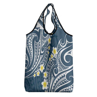 Plumeria With Blue Polynesian Tattoo Pattern Grocery Bag LT05 - Polynesian Pride